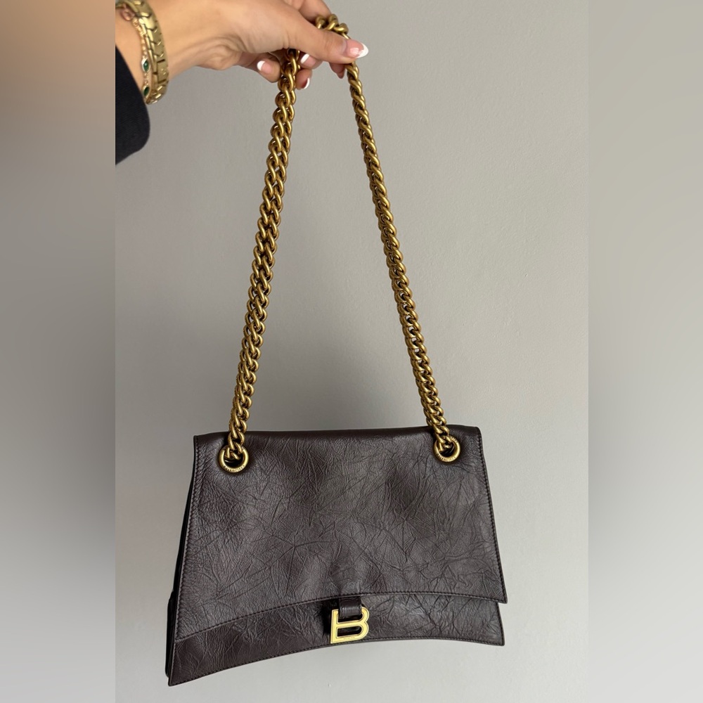 NEW Balenciaga Crush Leather Medium Chain Bag in Dark Brown